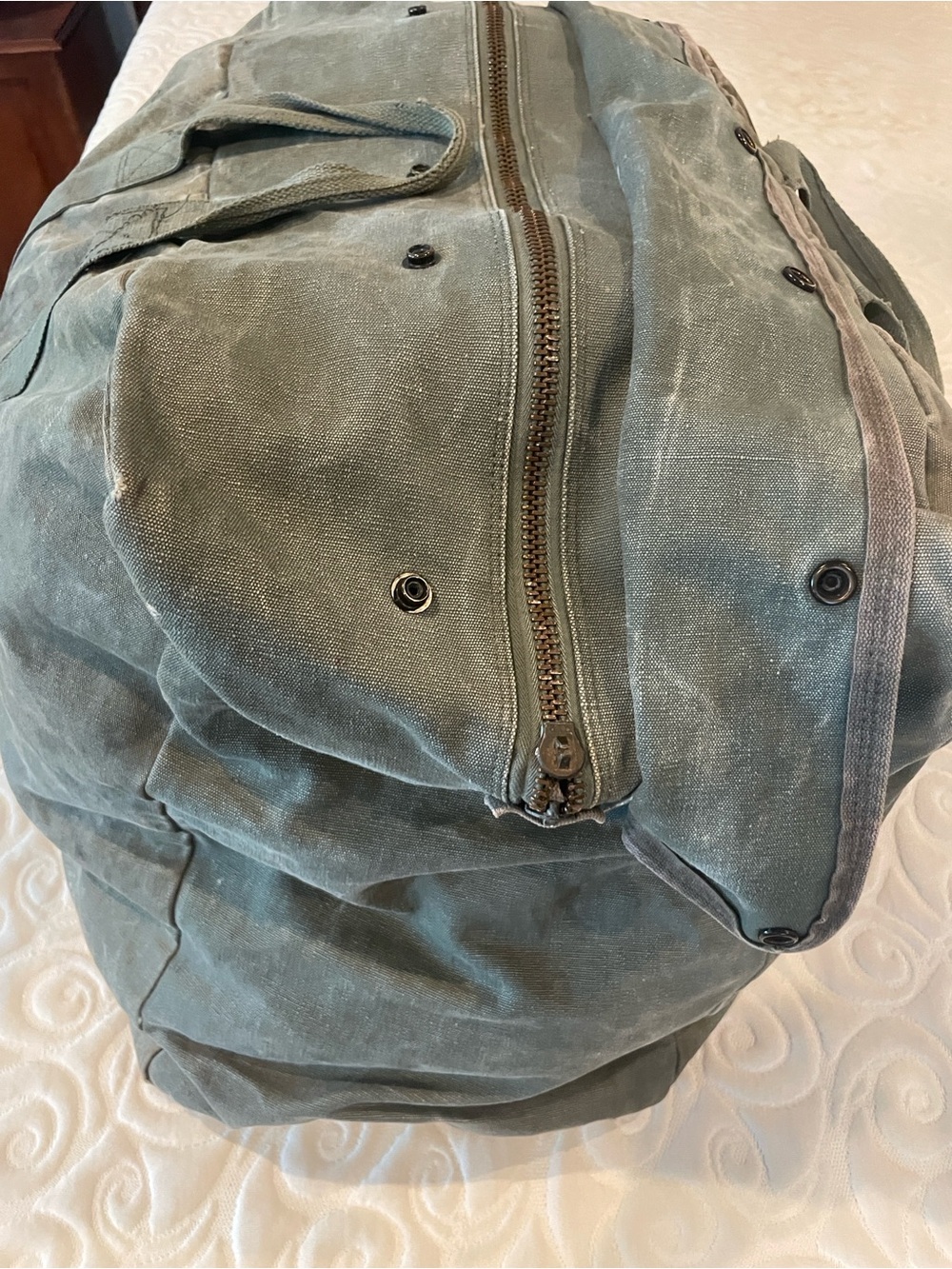 Vintage flyers kit mobility bag US military pilot Canvas Duffle Bag Olive Green - Picture 10 of 12